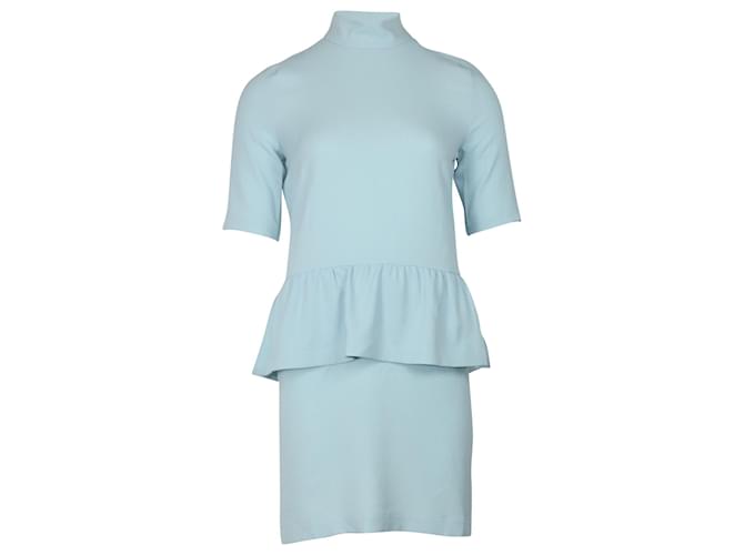 ganni peplum dress Flock Denim Mini Peplum Dress in Almond Milk