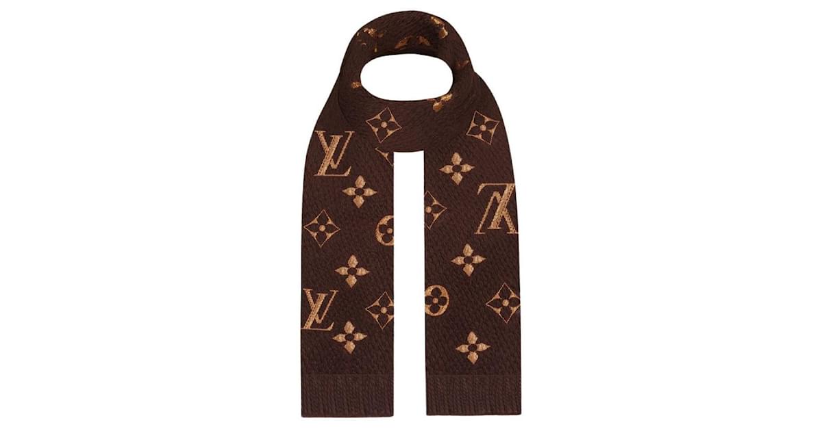 LV Logo Large Brown And Gold Scarf Brand New