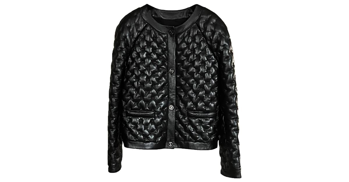 Chanel 13,6K$ Icon Quilted Leather Jacket Black ref.429261
