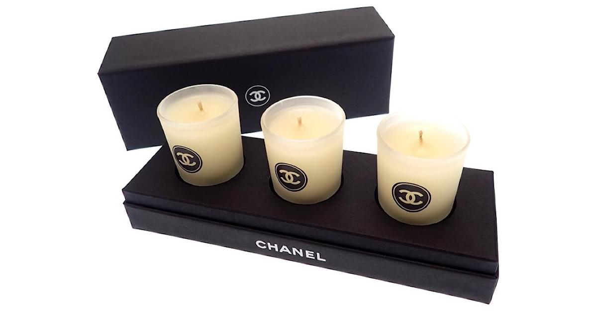[Used] CHANEL novelty mini aroma candle set of 3 with Box White