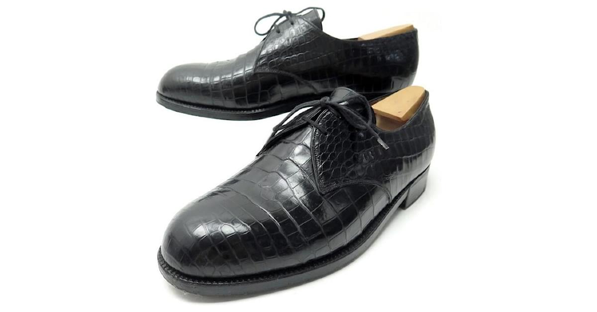 JM WESTON LOAFERS 180 IN BLACK CROCODILE LEATHER 42 SHOES Exotic ...
