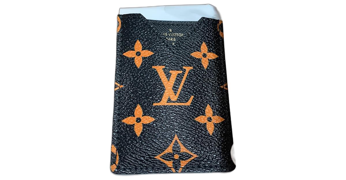 Louis Vuitton Card holder Black Orange Cloth ref.433446 - Joli Closet