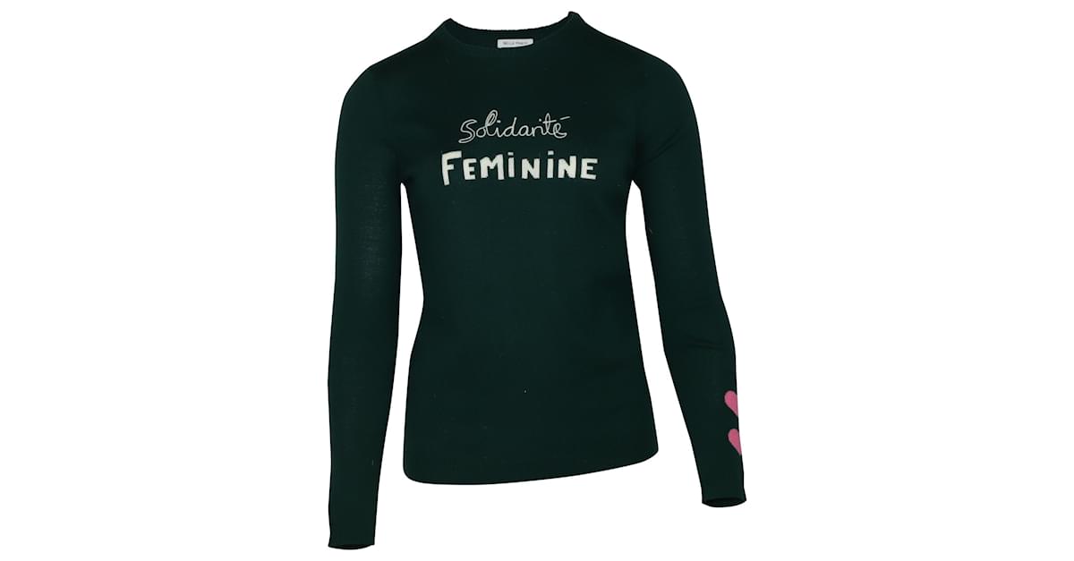 Bella Freud Solidarite Feminine Sweatshirt in Green Wool ref.433529