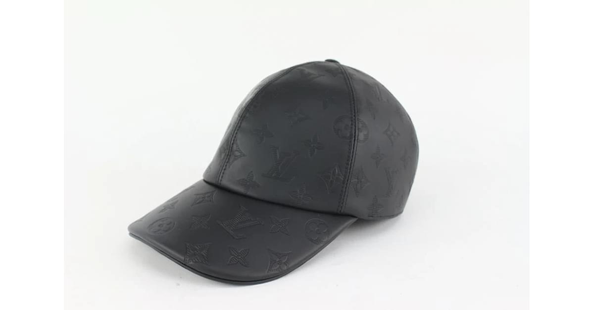 Louis Vuitton Size 60 Black Leather Monogram Shadow Cap
