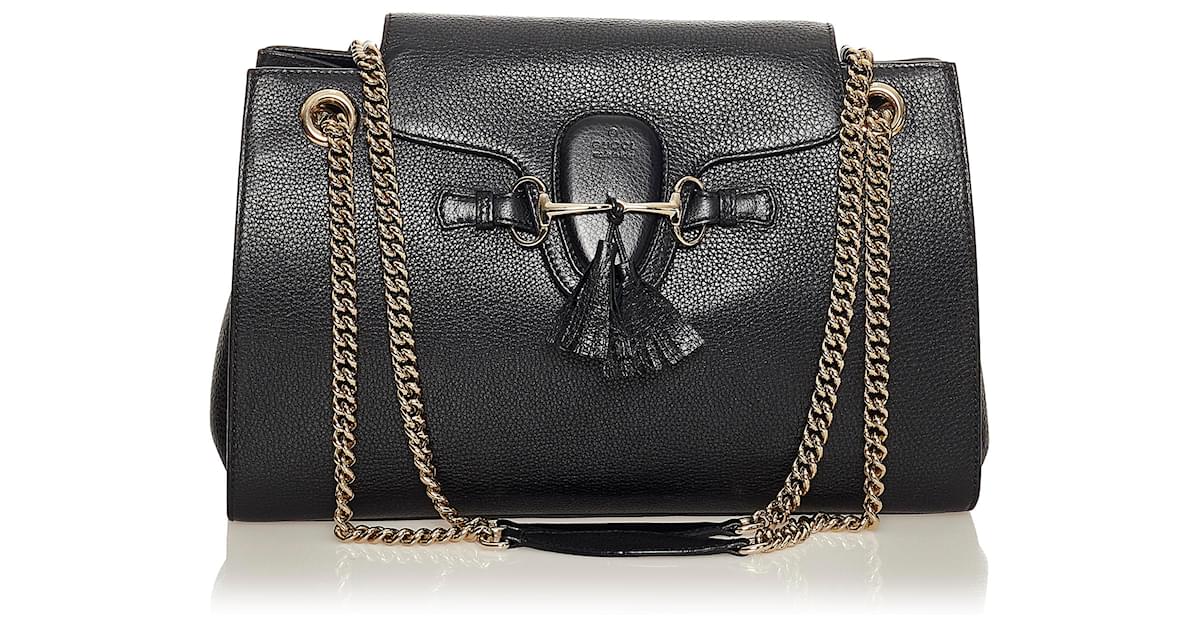 Gucci Black Microguccissima Emily Shoulder Bag Leather Metal