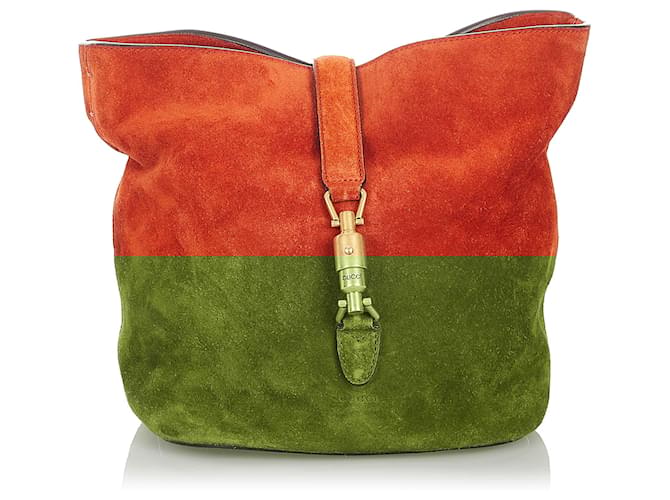Gucci Orange New Jackie Suede Bucket Bag Leather Pony-style