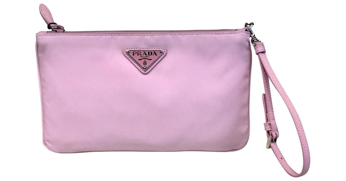 Prada Pink Nylon Pochette Bag PHW - AGL2114