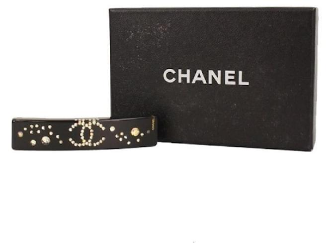 ★関税込★CHANEL★(W) Chanel Hair Accessory & Black Ecru★ Authentic CHANEL CC Logo Pearly White Gold Black Hair Tie