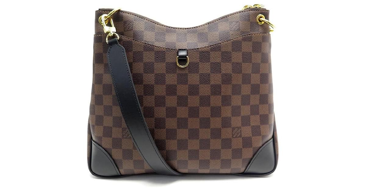 NEW LOUIS VUITTON ODEON MM N HANDBAG50062 EBONY CHECKED CANVAS