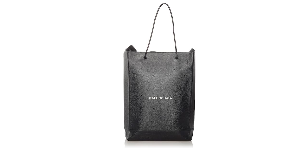 Balenciaga Black North South Shopping Tote Bag Leather Pony style calfskin ref.441544 Joli Closet