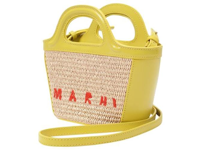 Marni Tropicalia Micro Bag in Yellow Leather Cotton ref.JC442851
