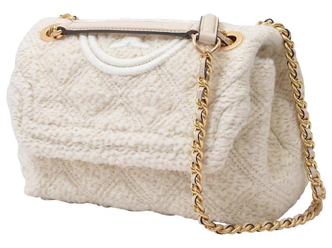 Tory Burch Small Convertible Flemming Soft Bag in Beige Tweed