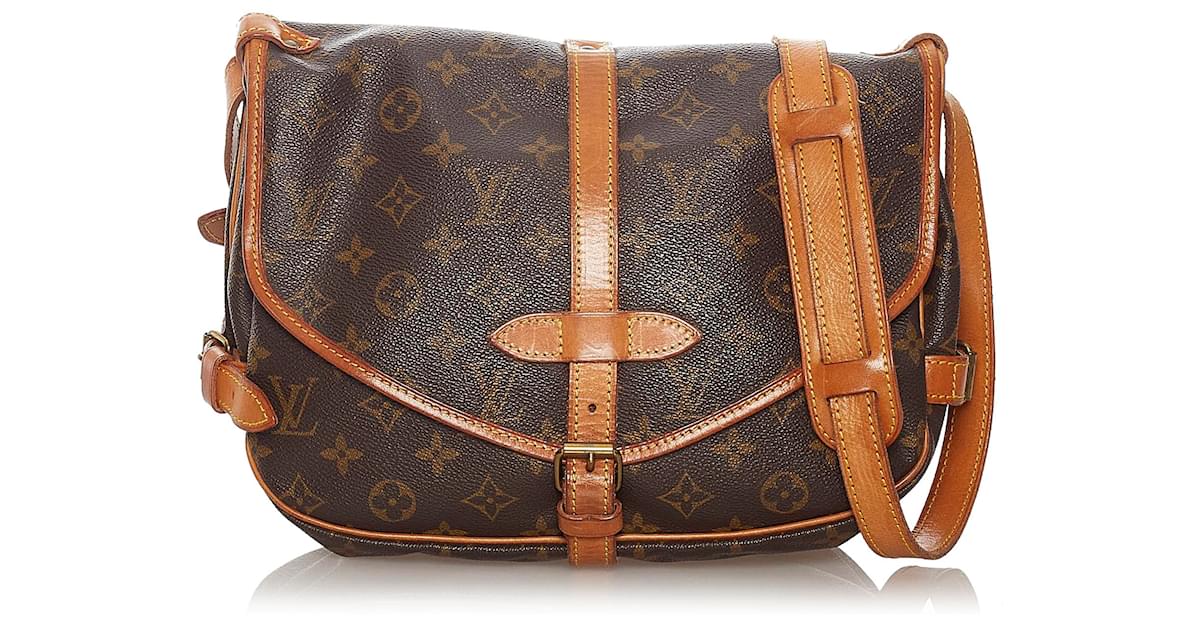 Louis Vuitton Brown, Pattern Print Monogram Saumur 25