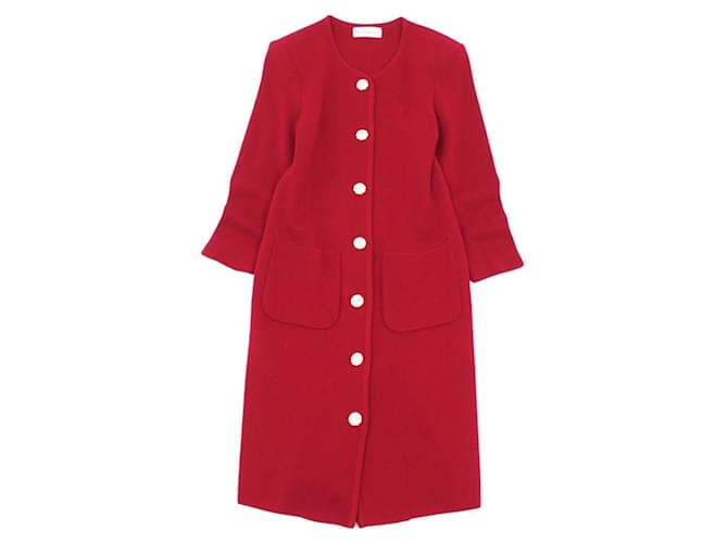 Yves Saint Laurent Coat Wool Knit Long Coat Bijoux Button Ladies 