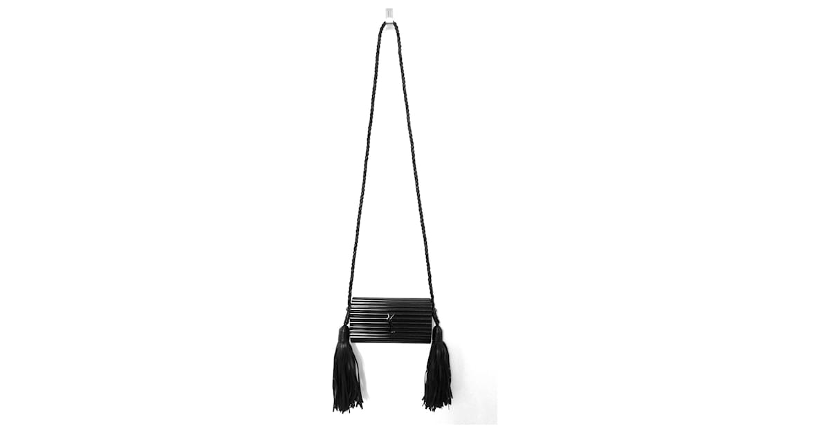 Saint Laurent Opium Plexiglass Tassel Minaudiere Box Bag Black