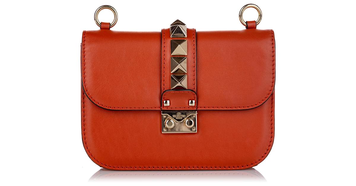 Valentino Red Rockstud Glam Lock Leather Crossbody Bag Pony-style calfskin  ref.446570 - Joli Closet