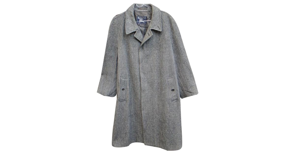 vintage Burberry coat in Harris Tweed size 54 Grey ref.446835 - Joli