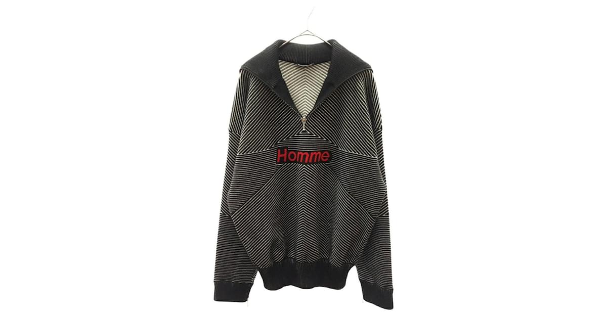 Used] BALENCIAGA 17SS Half Zip HOMME Print Border Knit Sweater