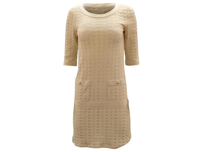 chanel drop waist dress Chanel Fall 2002 Tan Silk Dropped Waist Dress main image 1