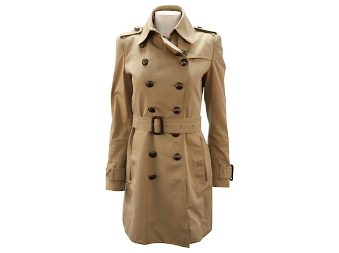 Burberry lined-Breasted Trench Coat in Beige Cotton ref
