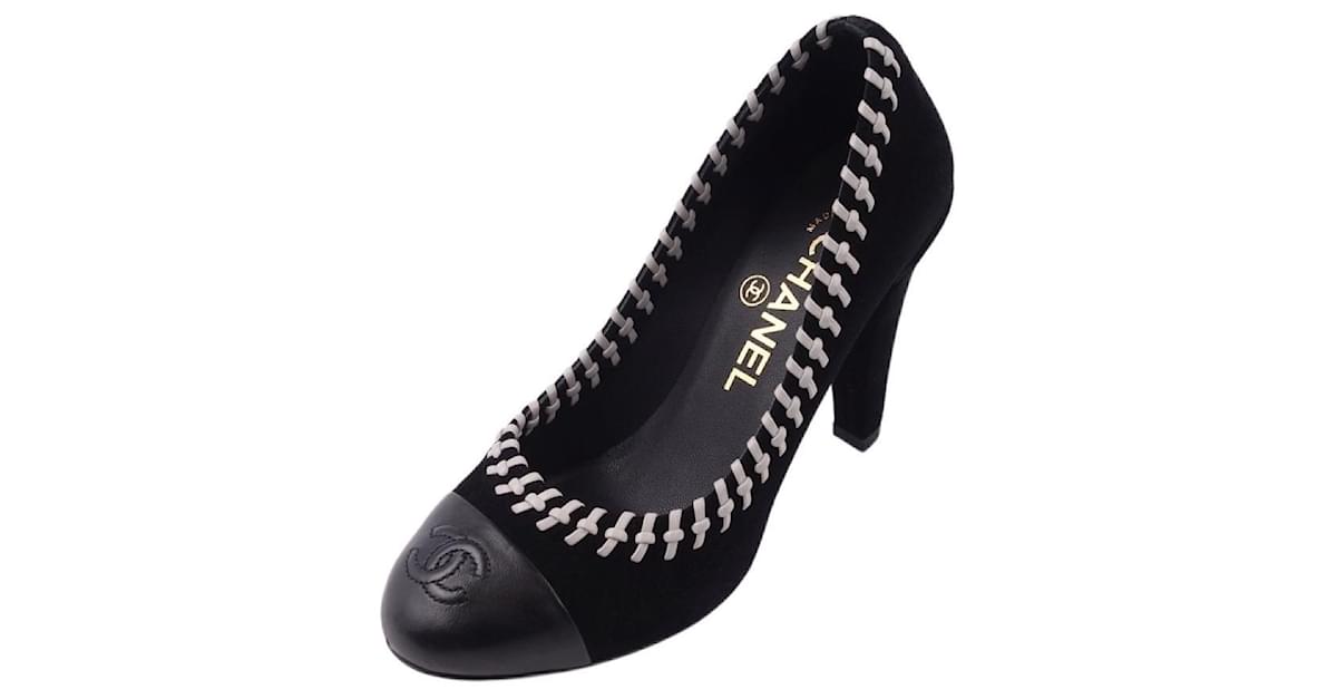 Gebraucht] Chanel Pumps Cocomark Swede Heel Schuhe Damen Made in Italy 35C  Schwarz Schweden ref.450861 - Joli Closet