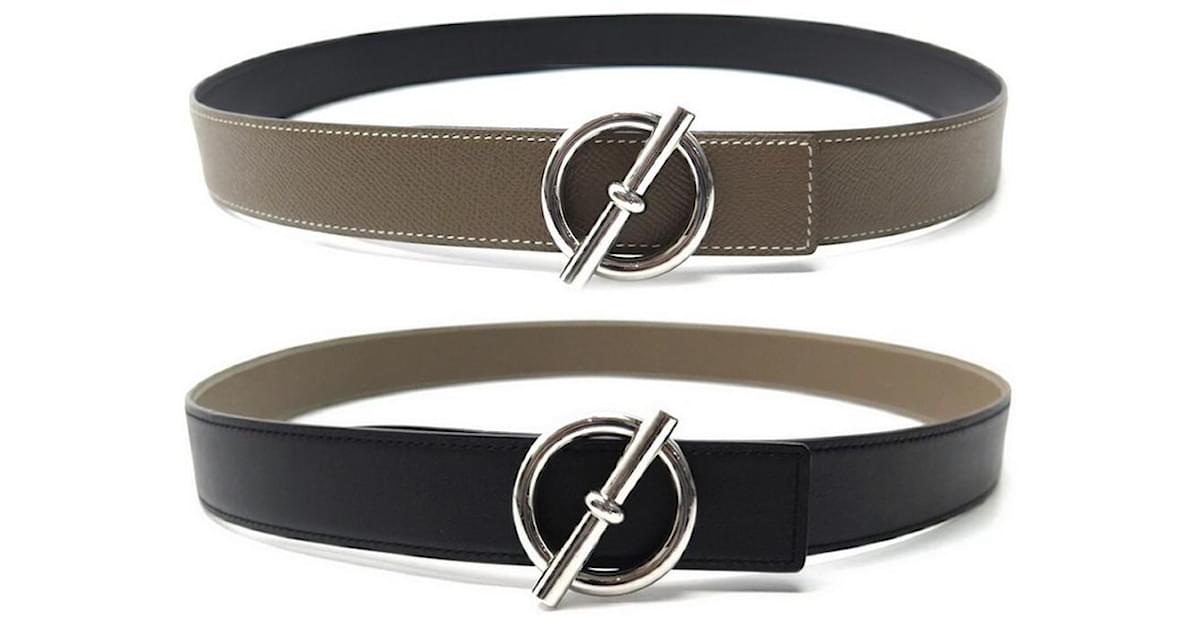 Hermes Togo Epsom Leather 32mm Reversible H Belt - Size 36 / 90, Hermes  Accessories