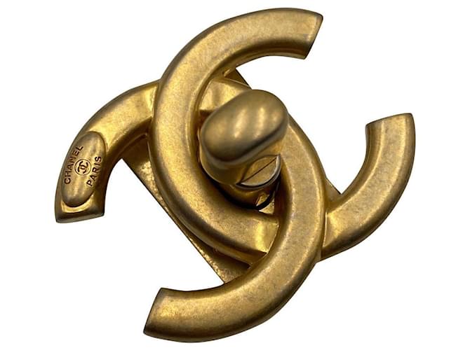 CHANEL original CC turnlock Gold clasp Golden Steel ref.JC456093