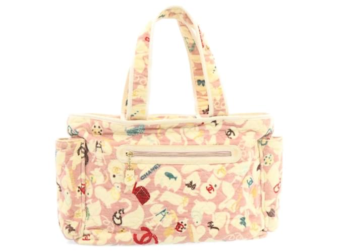 CHANEL Tote Bag Quilted Pile Animal Pattern Pink CC Auth 27024 ref