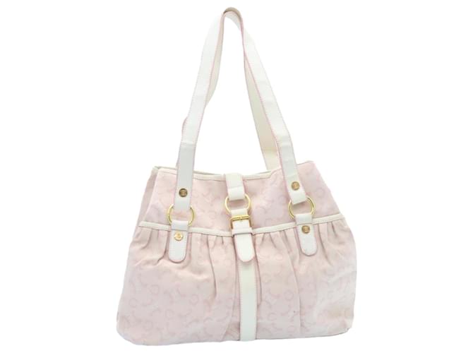 Céline CELINE C Macadam Canvas Tote Bag Pink White Auth ti567