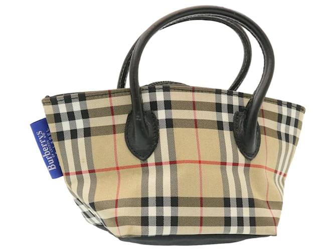 BURBERRY Nova Check Blue Label Hand Bag Beige Auth 26428 Cloth ref