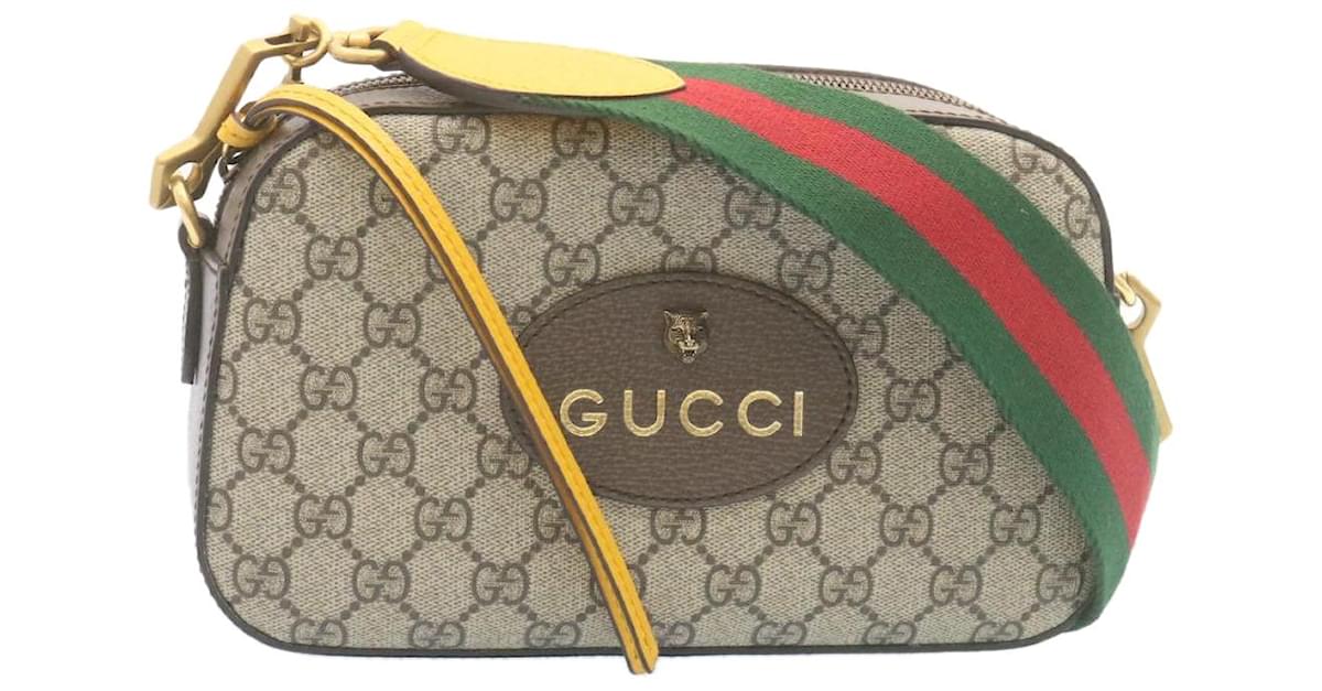 Auth GUCCI Web Bee Crossbody Shoulder Bag Brown/Green/Red Leather - e55103j