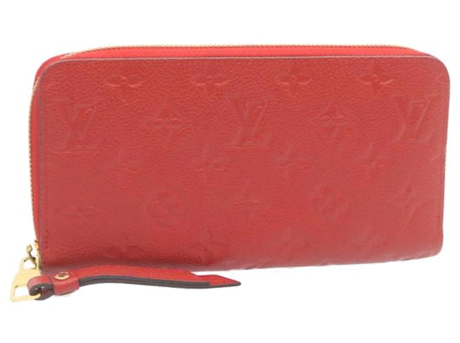 LOUIS VUITTON Monogram Empreinte Zippy Wallet Red M60017 LV Auth