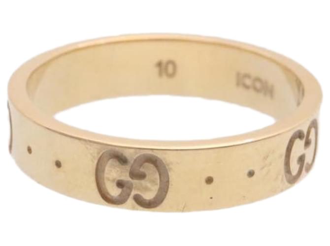 GUCCI Icon Ring AU750 K18 3.6g Gold #10(JP size) auth 26640 Golden