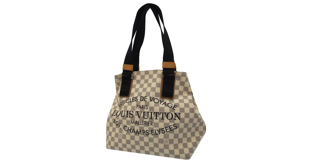 Louis Vuitton White Damier Azur Beach Cabas GM Blue Cloth ref