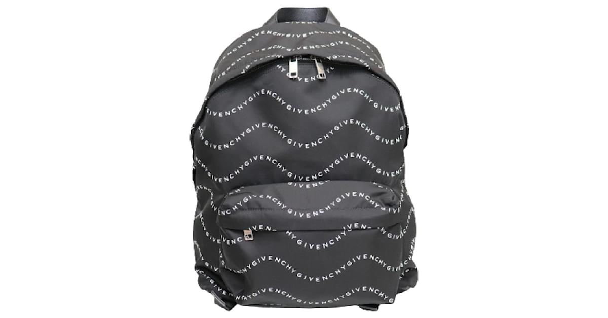 [Used] Givenchy GIVENCHY Logo Backpack Backpack Nylon Black White Logo