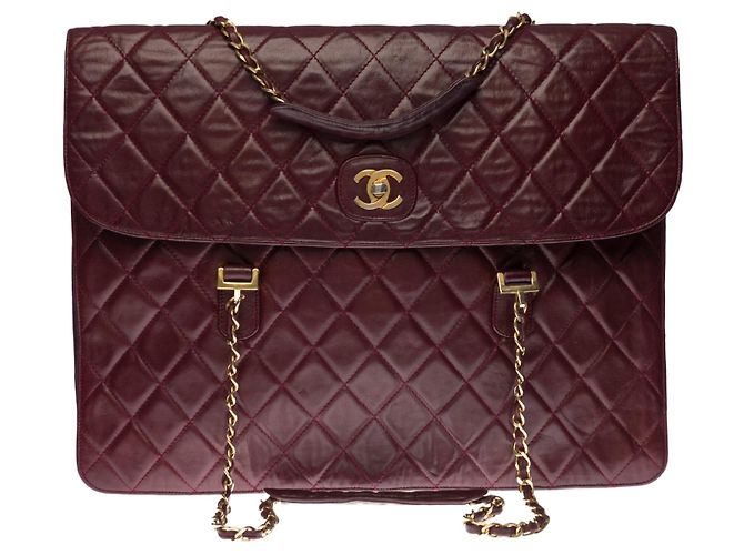 Superb Vintage Chanel Satchel Bag in burgundy quilted leather ...