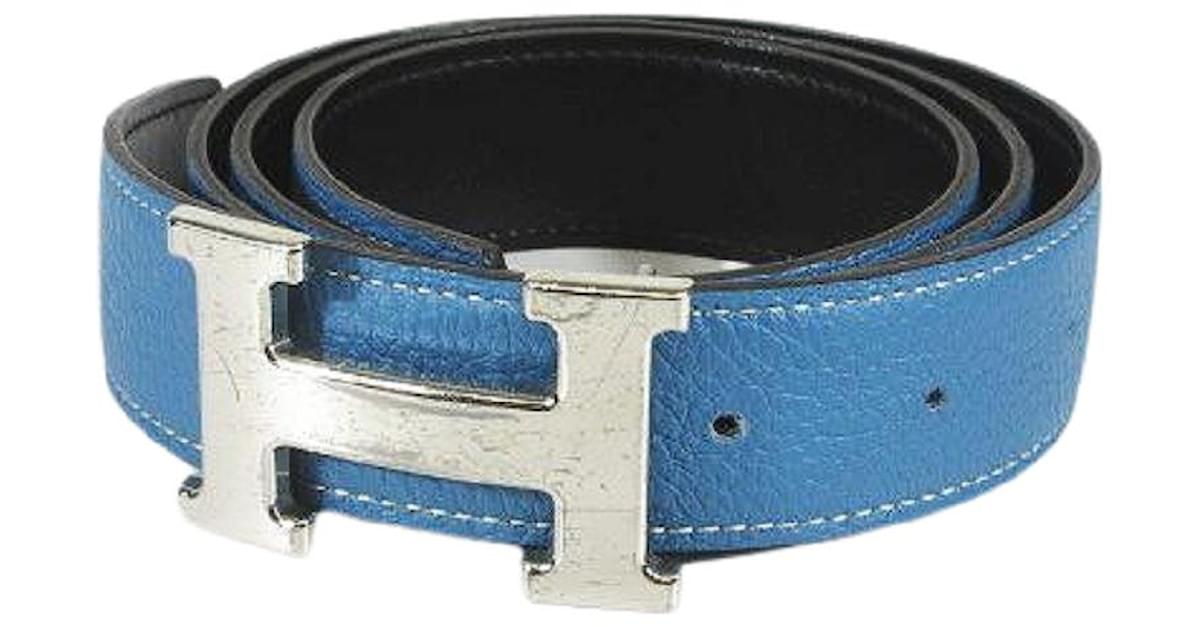 HERMES belt Constance H Reversible belt Courchevel/Box calf blue blue –