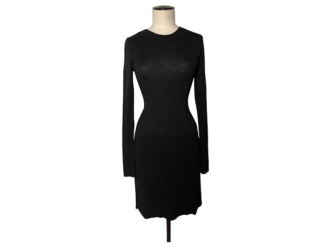 Chanel black classic long sleeve wool knit midi glitter dress (Sold) - Joli  Closet