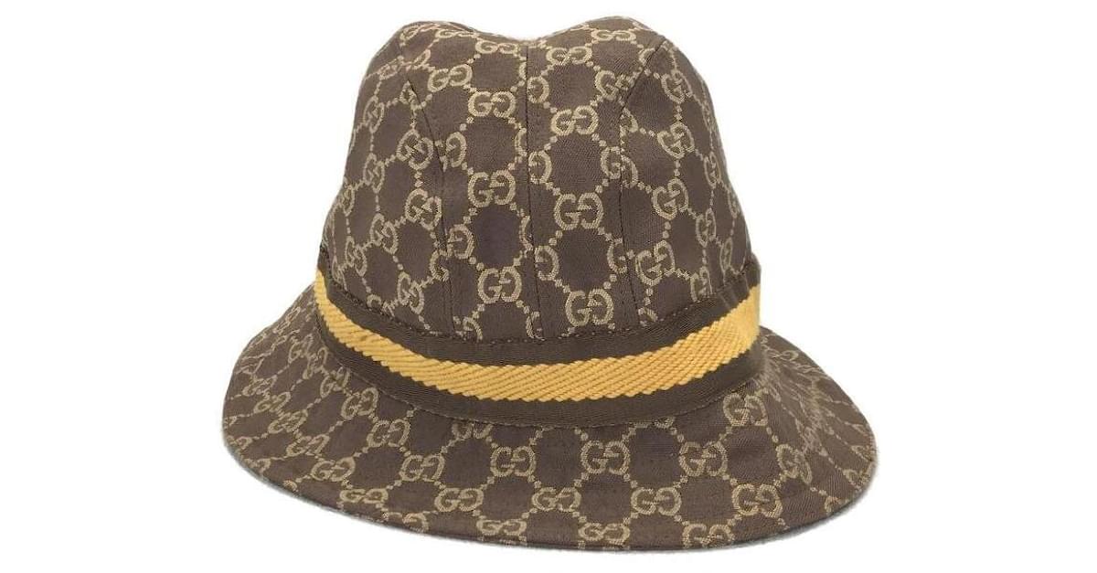 Gucci Brown Guccissima Satin Bow Detail Bucket Hat M Gucci