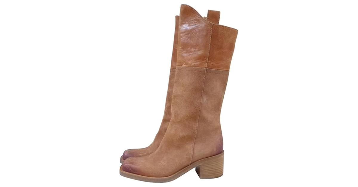 Chanel Camel Paris-Dallas Mid-calf Boots Brown Leather  - Joli  Closet
