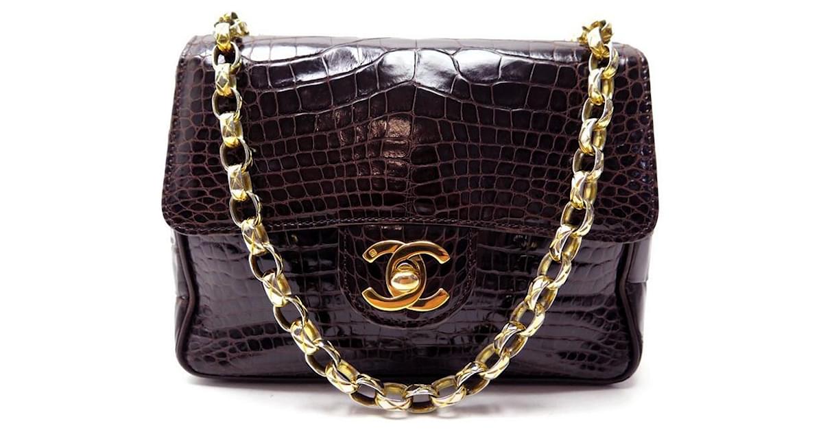 VINTAGE CHANEL TIMELESS MINI SHOULDER BAG BROWN CROCODILE LEATHER BAG  Exotic leather ref.470815 - Joli Closet