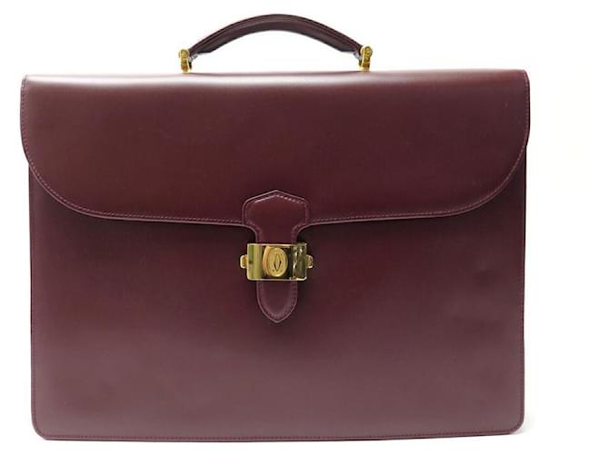 MUST DE CARTIER BRIEFCASE BAG IN BORDEAUX LEATHER BRIEFCASE BOX