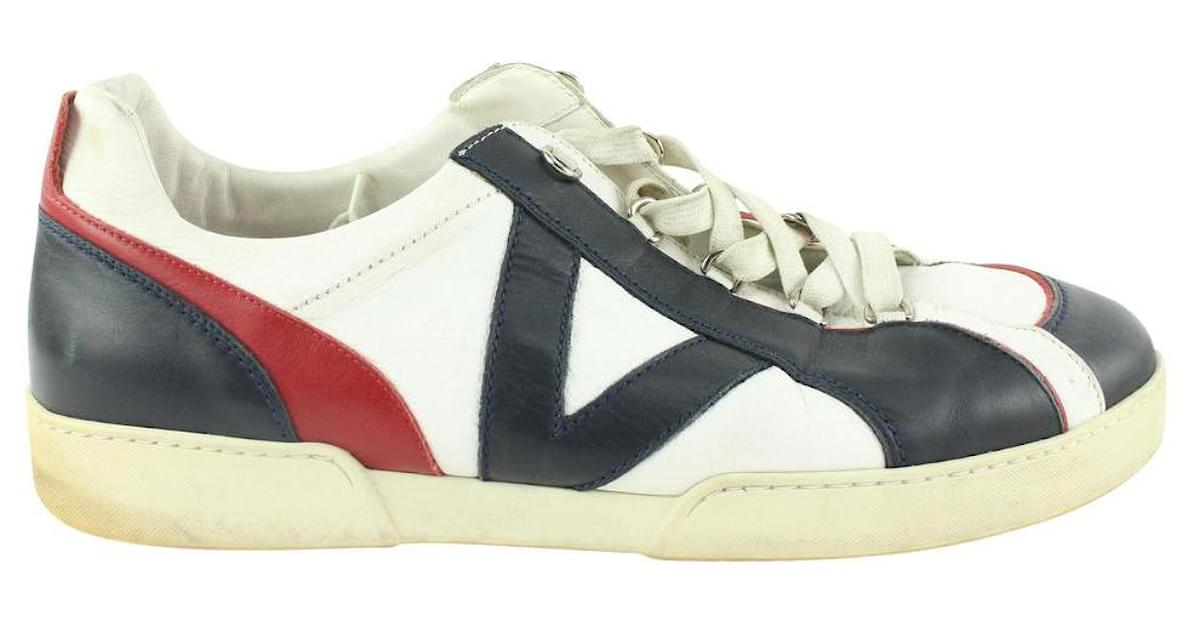 Louis Vuitton US Navy/White/Red Rennes Leather Sneakers Men's 13