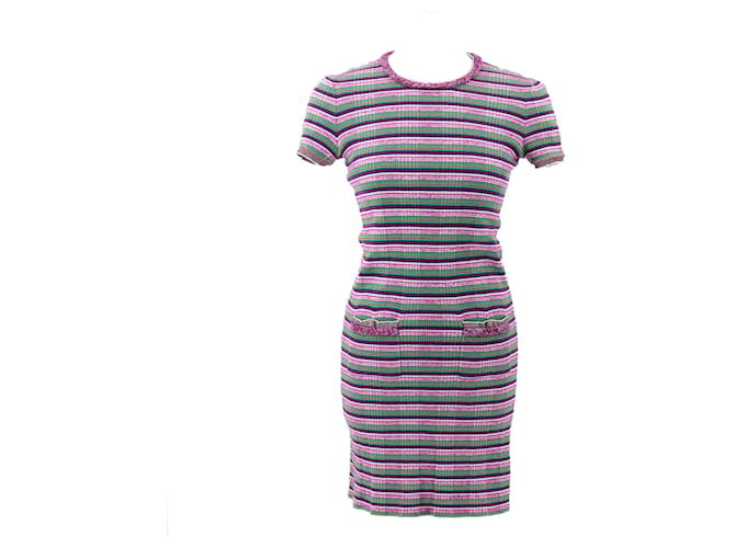 slim fit dress slacks Stripe Dress Light Purple/Green – Knit Planet main image 1