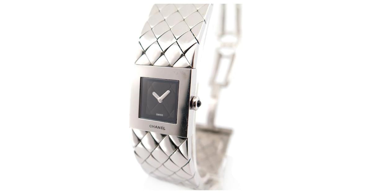 CHANEL Chanel Matrasse Watch Stainless steel x patent leather silver  quartz ladies black dial  KYOTO NISHIKINO