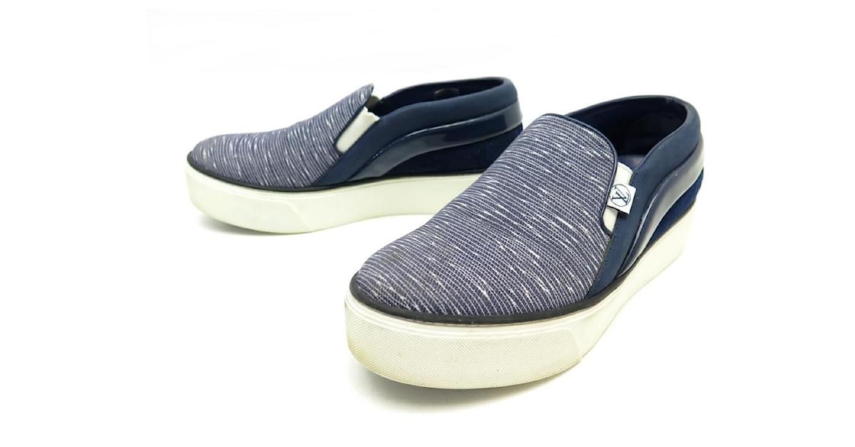 LOUIS VUITTON SHOES SNEAKERS CATWALK SLIP ON 38.5 BLUE CANVAS SHOES Cloth  ref.476769 - Joli Closet