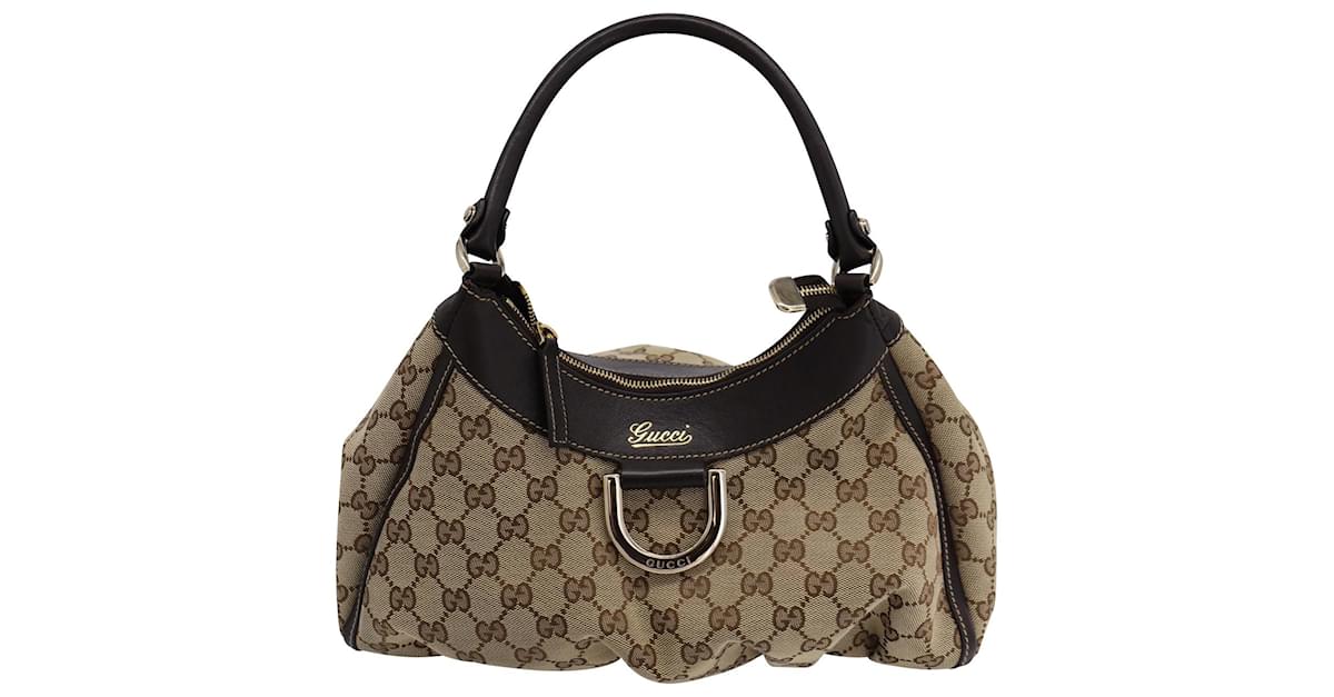 Gucci GG D-Ring Hobo Bag in Brown Canvas Cloth ref.477882 - Joli