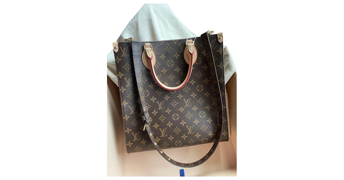 Louis Vuitton LV Sac Plat PM Brown Leather ref.479207 - Joli Closet