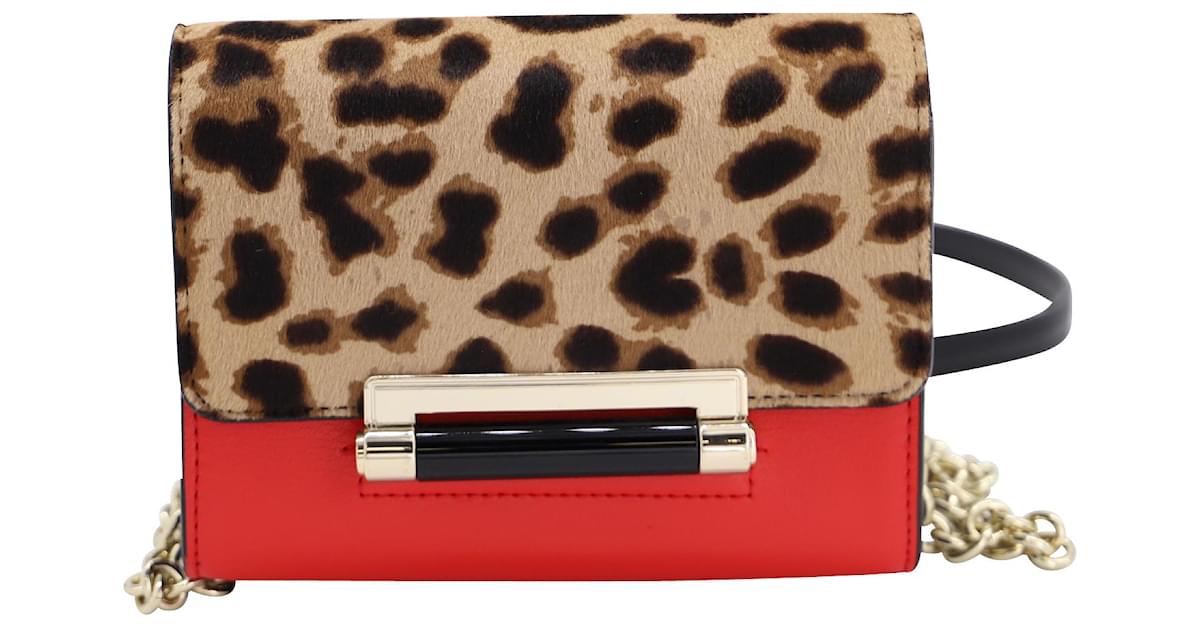 DVF 440 Courier Leather outlet Leopard Trim Bag