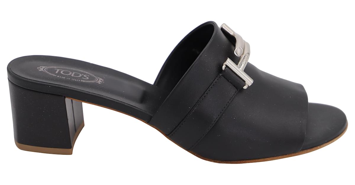 Tod's lined T Sandals in Black Leather ref.479698 - Joli Closet